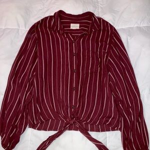 American Eagle Button Up Tied Blouse